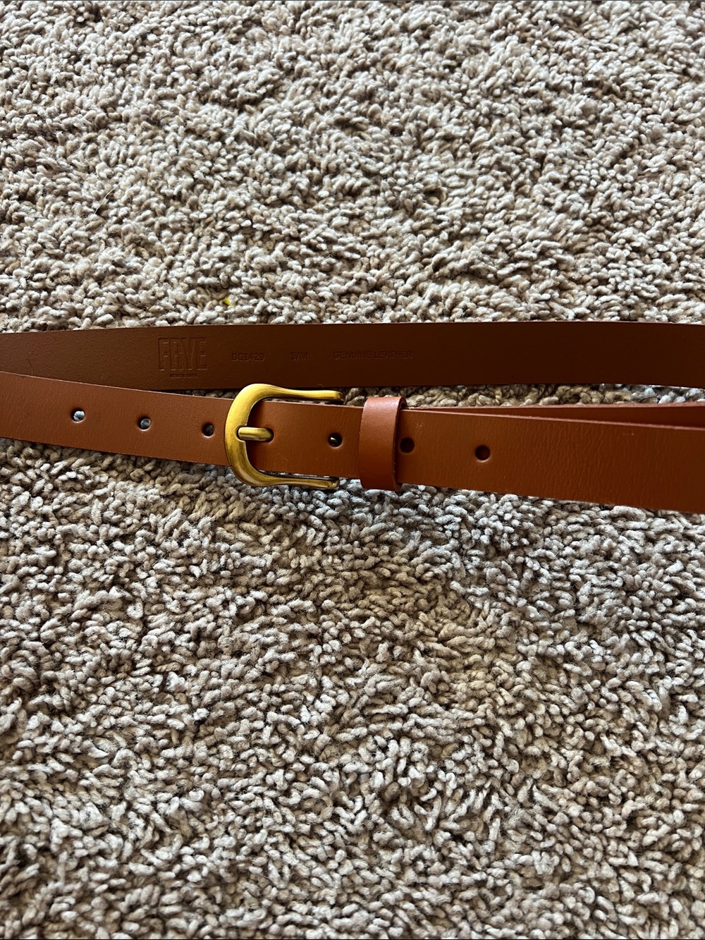 Frye 25mm Leather Tan Women’s Belt with Brass Buckle S/M NWT